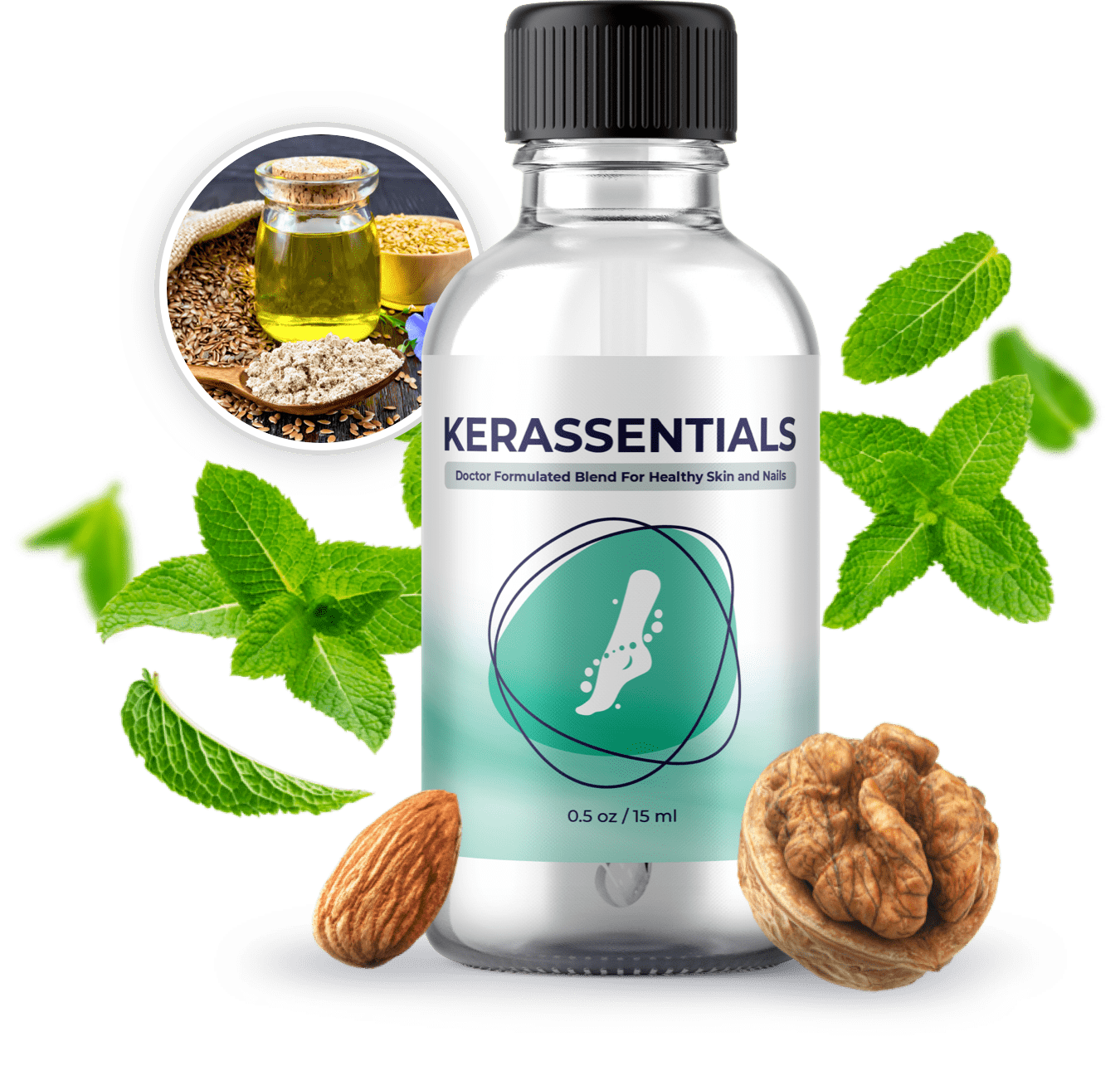 Kerassentials bottle with natural oils and ingredients